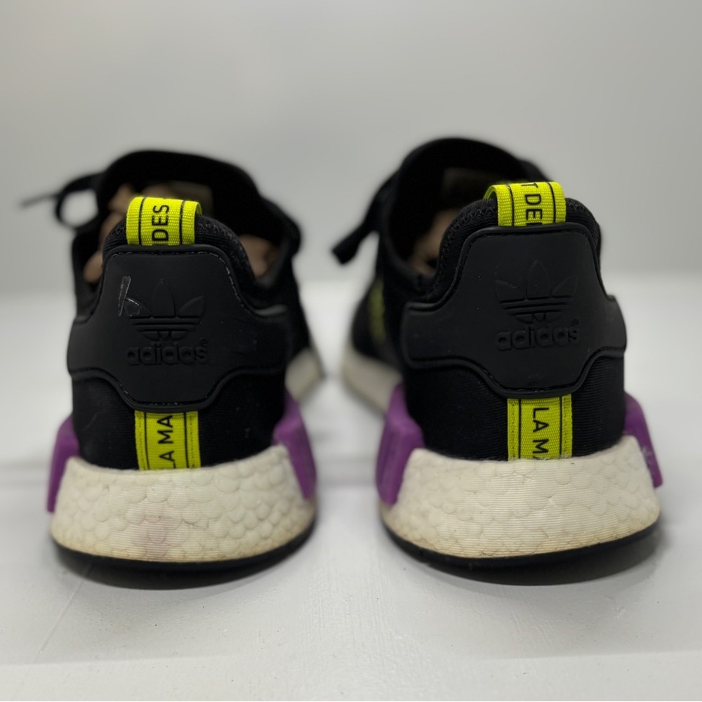 Adidas NMD R1 Black Neon Yellow Purple Boost Sneakers Men’s 11 - Picture 7 of 10